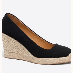 J. Crew Factory Canvas Espadrille Wedges Black Size 7.5